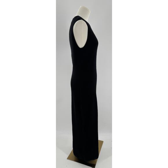 Quince 100% Mongolian Cashmere Black Midi Sweater Dress Sleeveless Ribbed NWT M - Picture 4 of 11